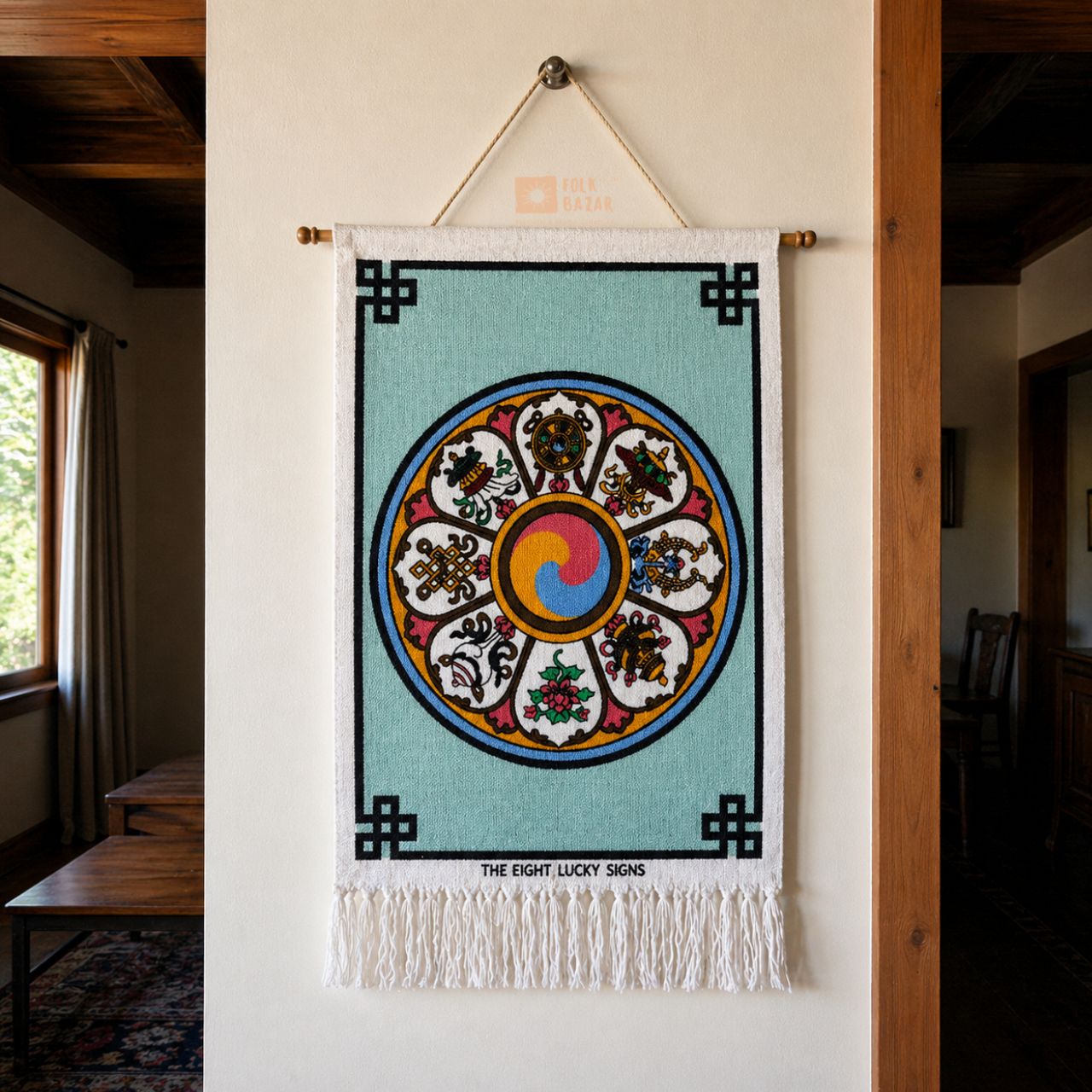 The Eight Lucky Signs (Jute Wall Hanging)